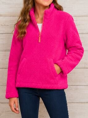 GAP KIDS Fuchsia Sherpa Quarter Zip Fleece XL 12 | Cozy Winter Pullover